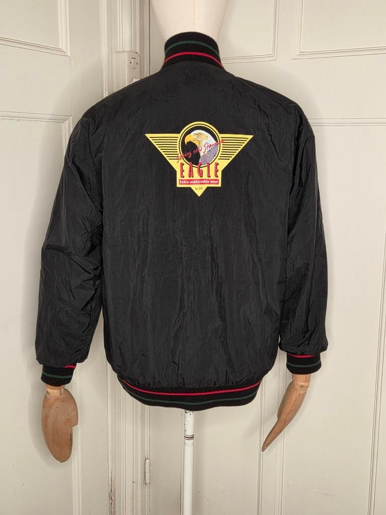 Vintage Difi Eagle Bomberjack – Jaren '90 – Maat M, Kleding | Heren, Jassen | Zomer, Zo goed als nieuw, Maat 48/50 (M), Zwart