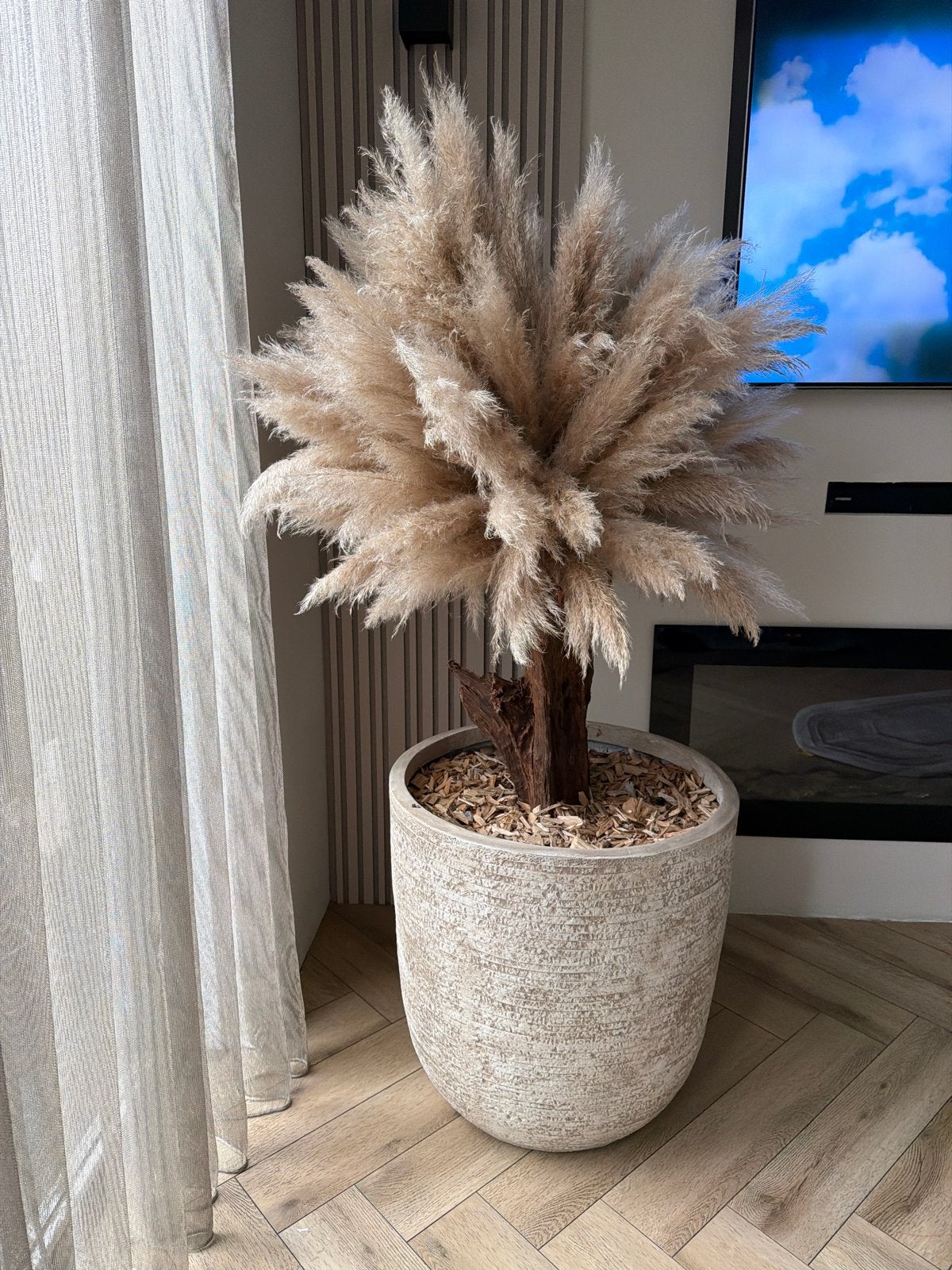 Grote Pampasgras plant in pot - Beige, Ophalen, Binnen, Beige, Kunstplant