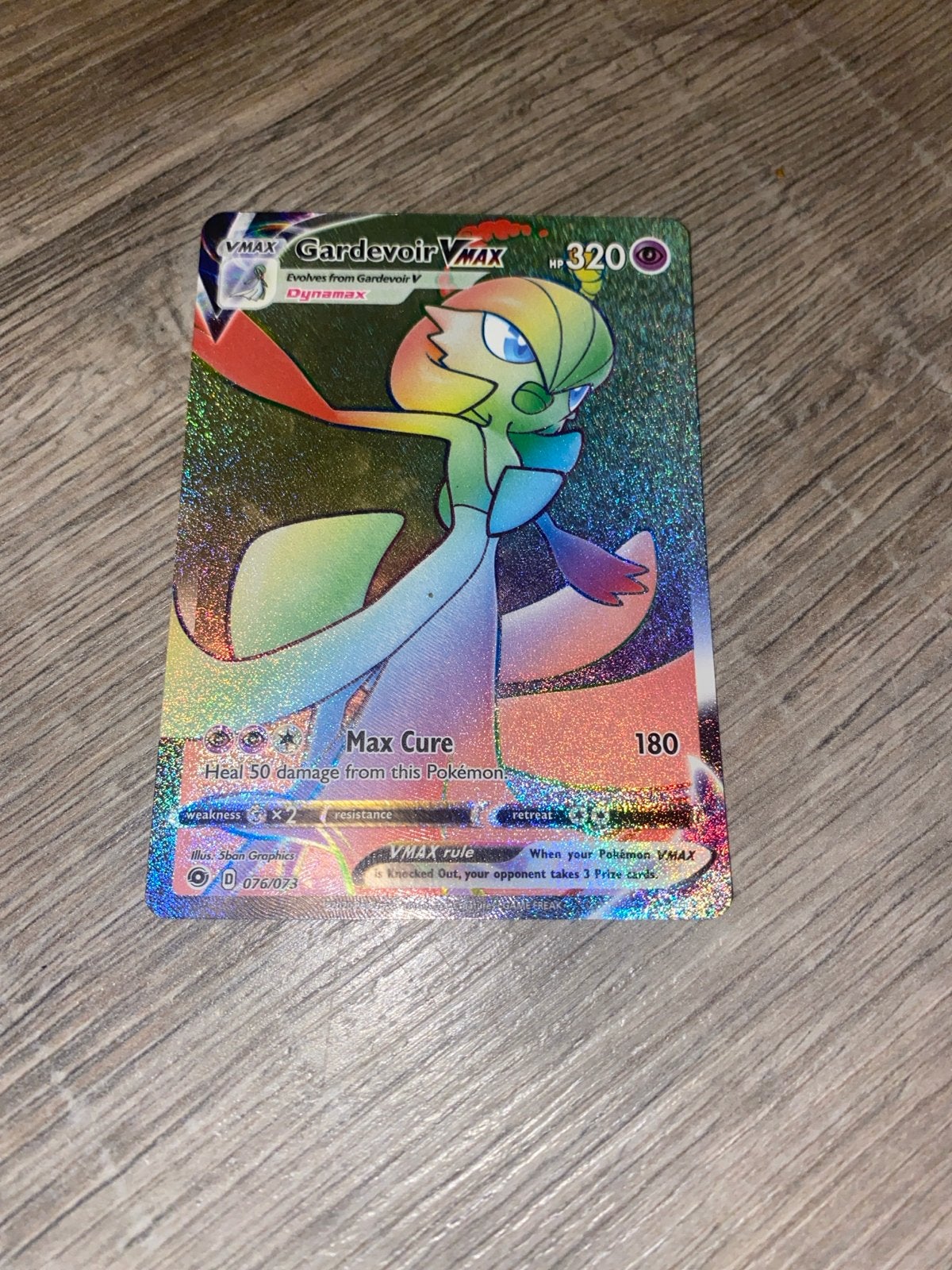 Gardevoir VMAX Rainbow Rare Pokémon Kaart (076/073), Ophalen, Zo goed als nieuw, Losse kaart, Foil