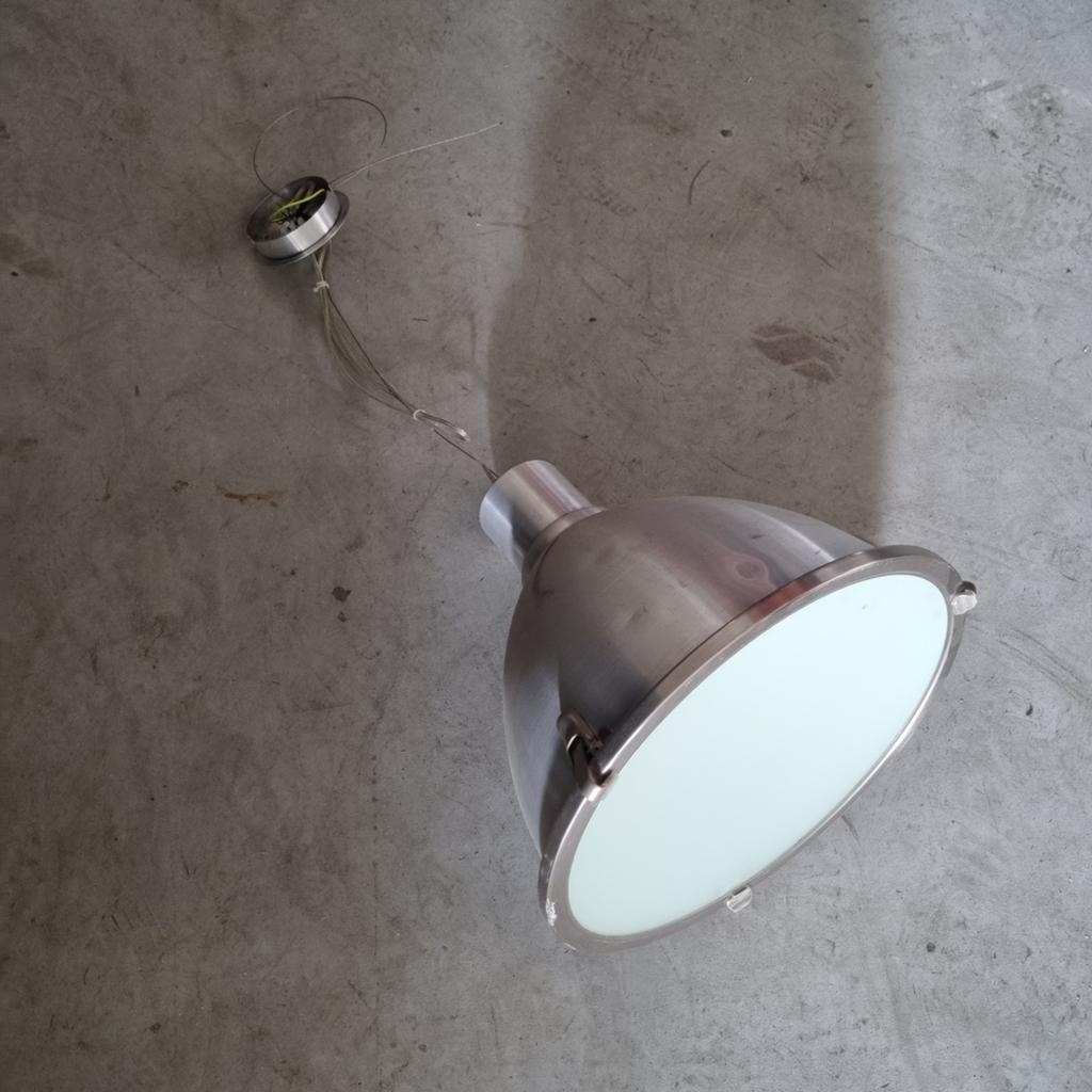Ronde aluminium hanglamp - 45 cm, Gebruikt, Ophalen of Verzenden, Modern industrieel, Metaal