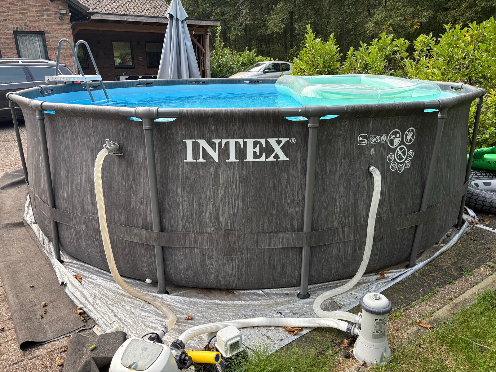 Intex Opzetzwembad met zoutwatersysteem., Gebruikt, Rond, 300 cm of meer, Ophalen