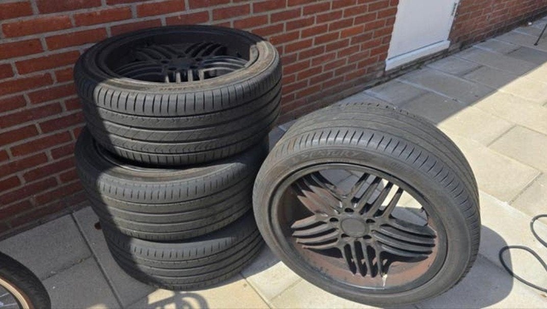 Alpina Dynamic gepoedercoat 19 inch velgen met banden, Ophalen, Gebruikt