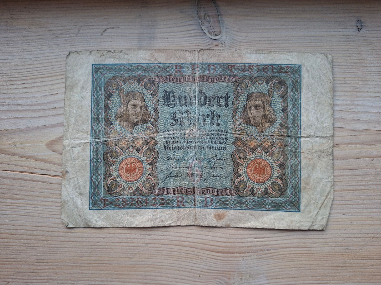 Historisch 100 Mark biljet uit 1923 - Duitsland, Ophalen of Verzenden, Duitsland, Los biljet