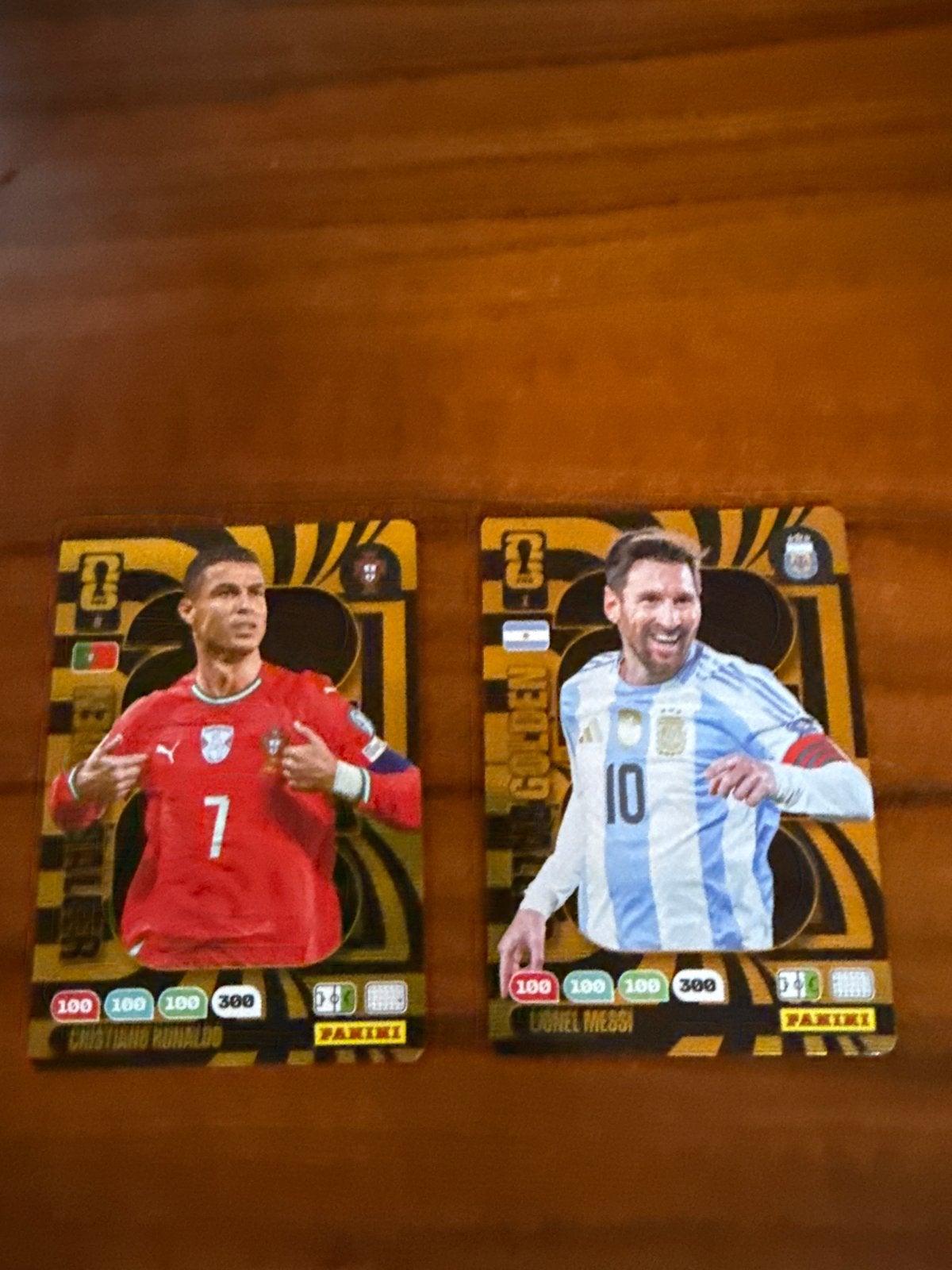 Cristiano Ronaldo & Lionel Messi Panini Adrenalyn XL, Ophalen of Verzenden, Zo goed als nieuw, Buitenlandse clubs, Spelerskaart