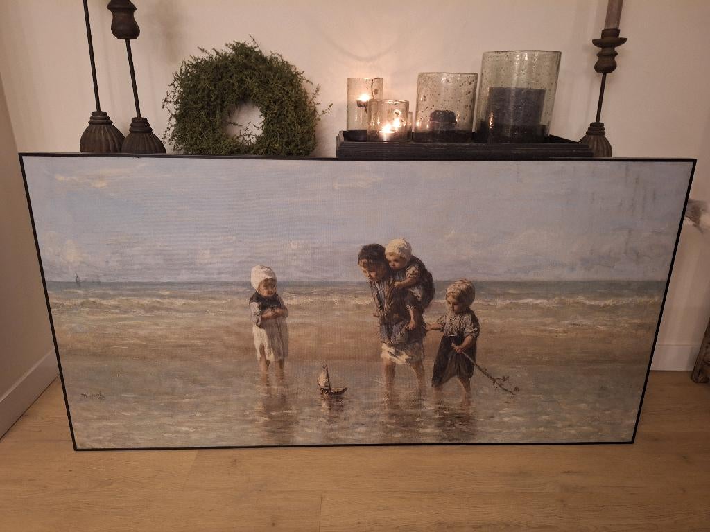 Doek Jozef Israëls - kinderen der zee (vilt/fluweel), Antiek en Kunst, Ophalen
