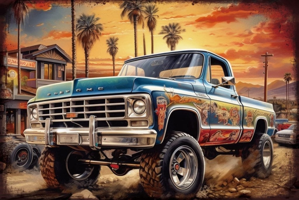 Wandbord, pick-up truck, metaal, deco, Ophalen of Verzenden, Nieuw, Metaal, Decoratieobject