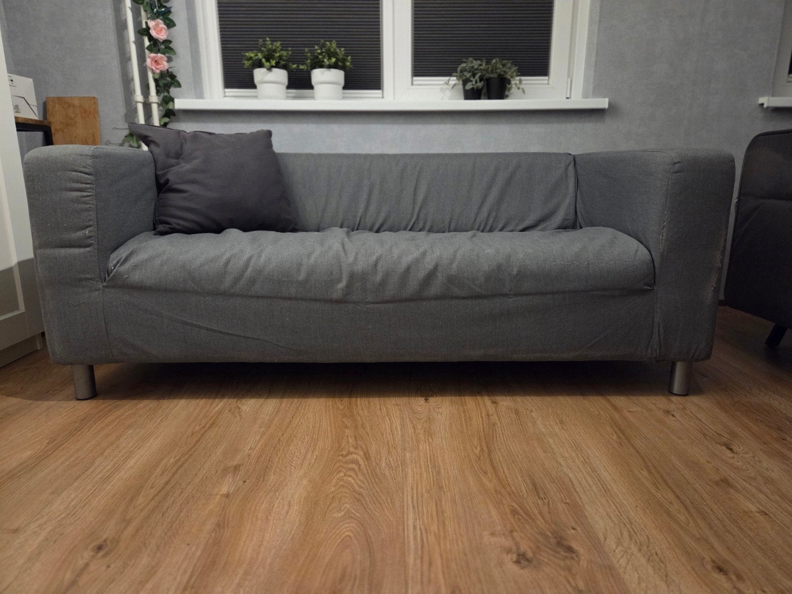IKEA Bankstel met Antraciet Hoes - Zeer Goede Staat, Huis en Inrichting, Ophalen, Driepersoons, Zo goed als nieuw, Rechte bank