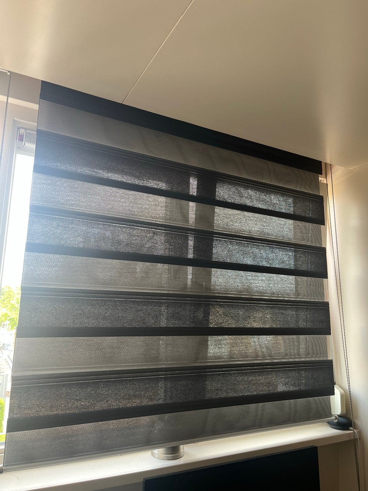 Sunway rolgordijn - Grijs/Zwart - 150x150 cm, Ophalen of Verzenden, Zo goed als nieuw, Grijs