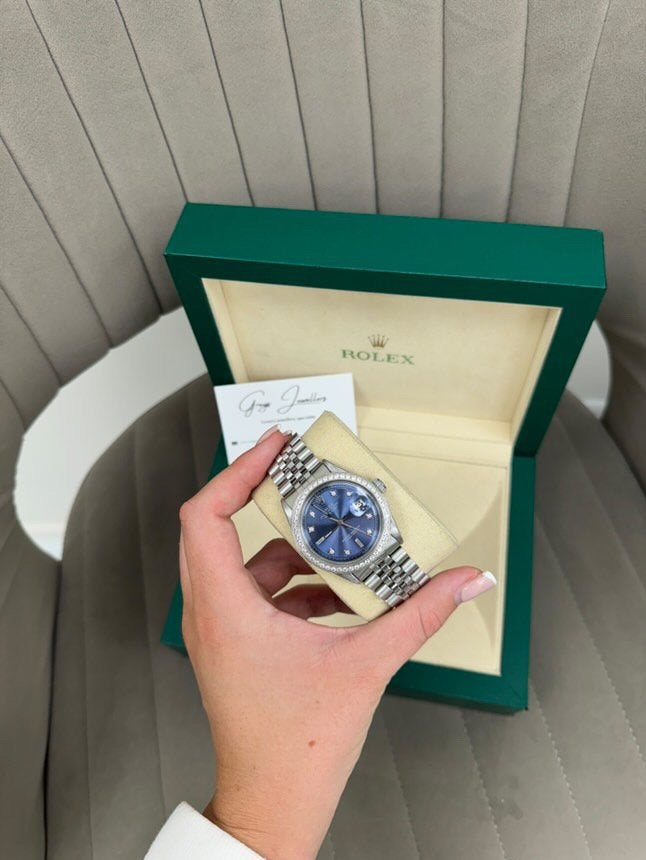 Vintage Rolex Datejust 36mm - Origineel met doos en bon, Polshorloge, Ophalen of Verzenden, Zo goed als nieuw, Met strass