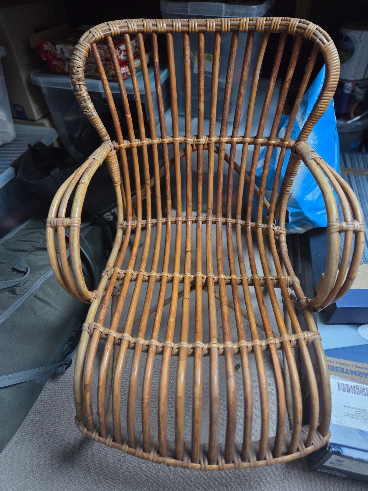 antieke rieten stoel, Tuin en Terras, Tuinstoelen, Ophalen, Gebruikt, Rotan