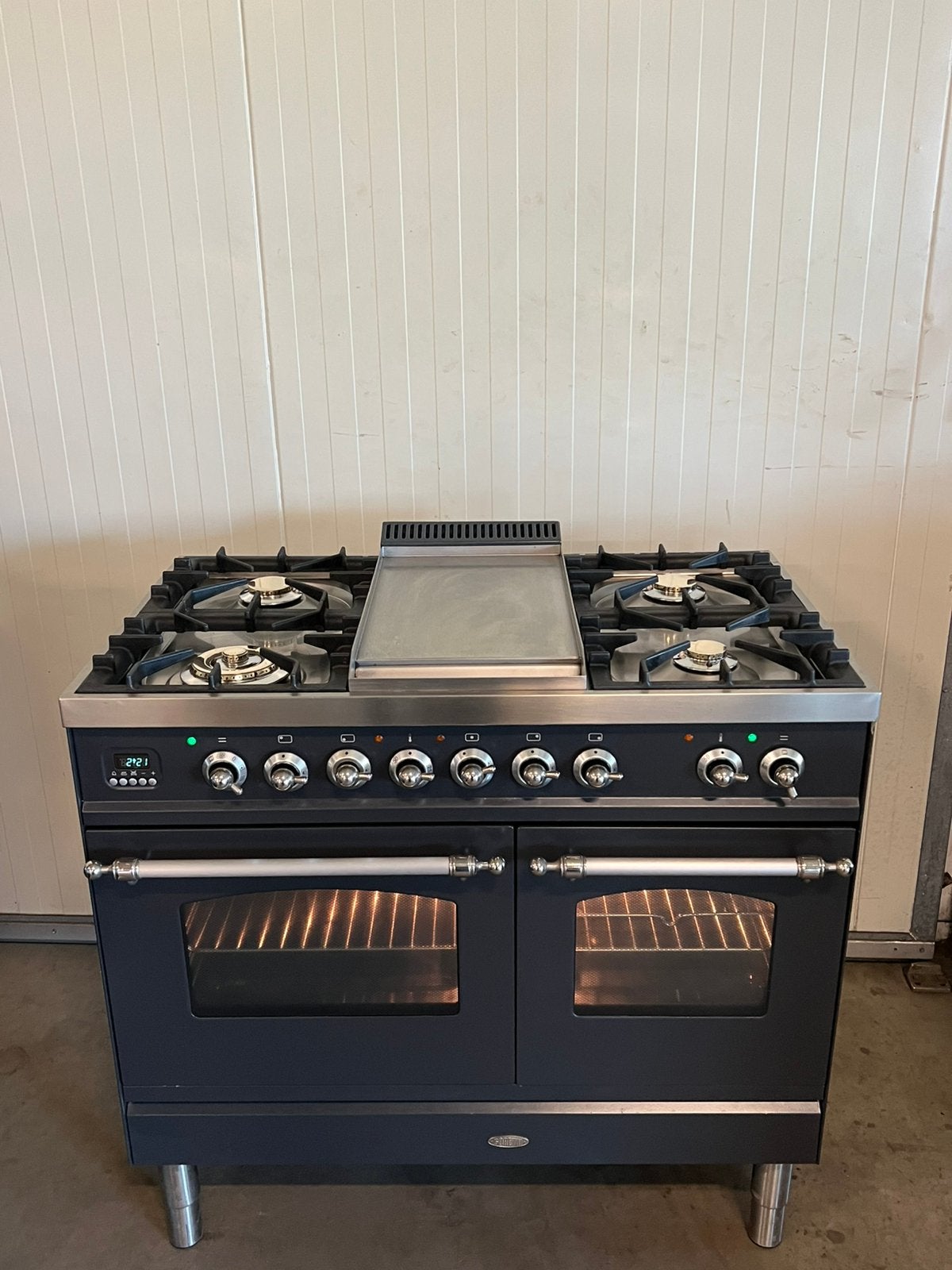 Luxe boretti fornuis antraciet 5 pits - 100 cm, 60 cm of meer, Ophalen of Verzenden, Zo goed als nieuw, Gas