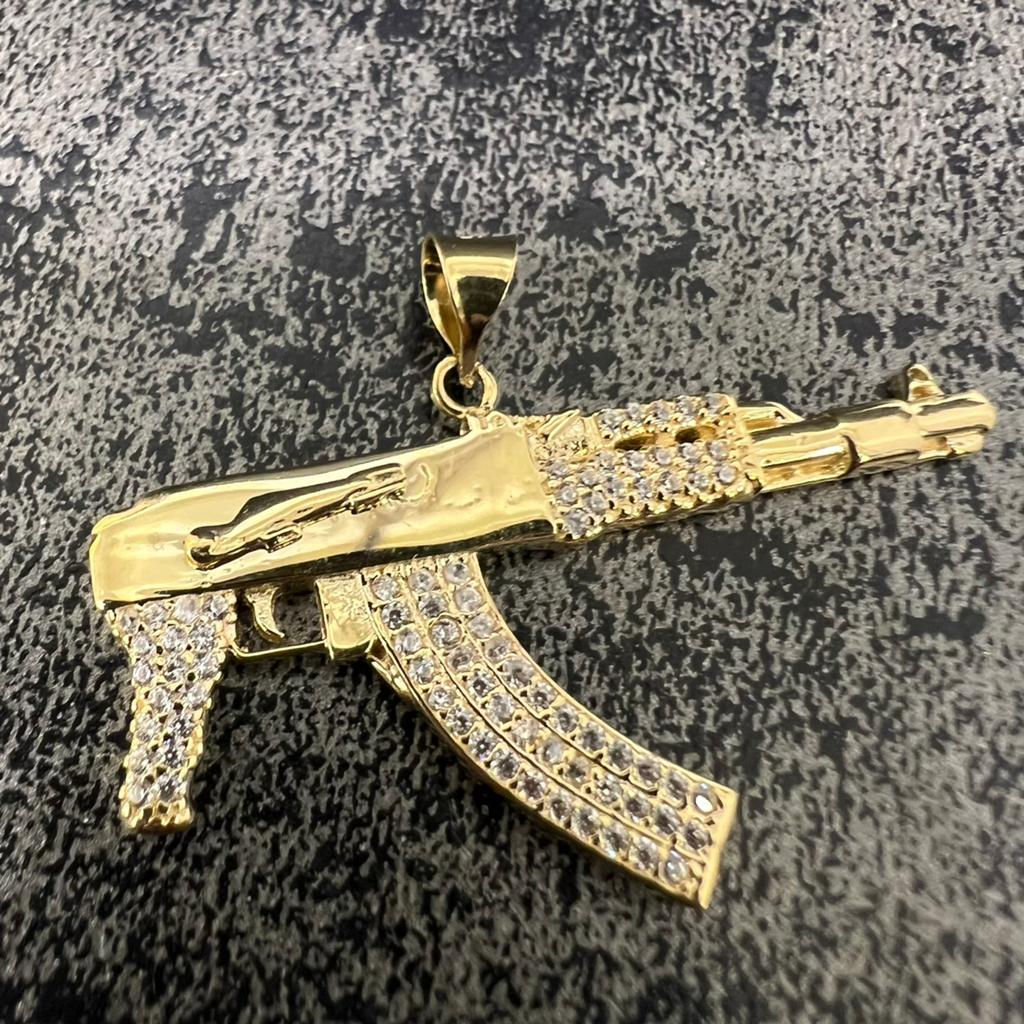 14 karaat gouden hanger ak47 geweer wapen kettinghanger, Sieraden, Tassen en Uiterlijk, Ophalen of Verzenden, Nieuw, Goud, Kruis of Symbool