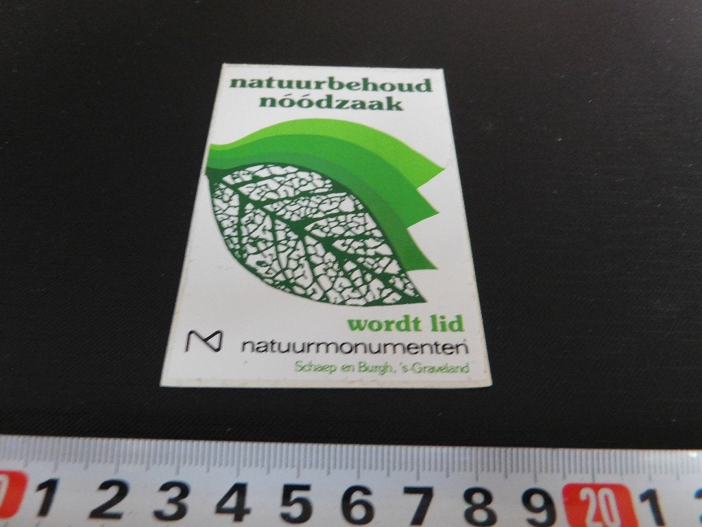 sticker Natuurbehoud Nóódzaak Natuurmonumenten wordt Lid *, Verzamelen, Ophalen, Zo goed als nieuw