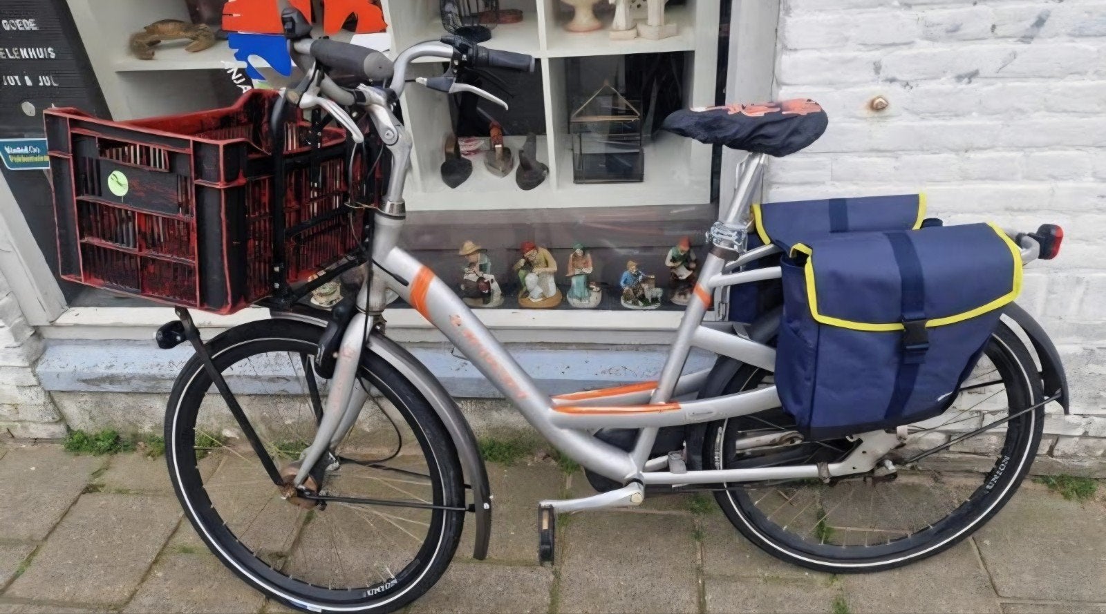 Union Transportfiets met mand voorop en tassen achter, Ophalen, Gebruikt, Velgrem, Overige merken