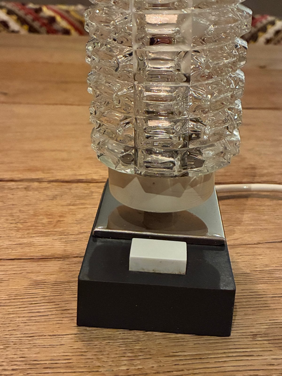 Vintage Steinebach Leuchten stijl tafellamp met reliëfglas, Ophalen of Verzenden
