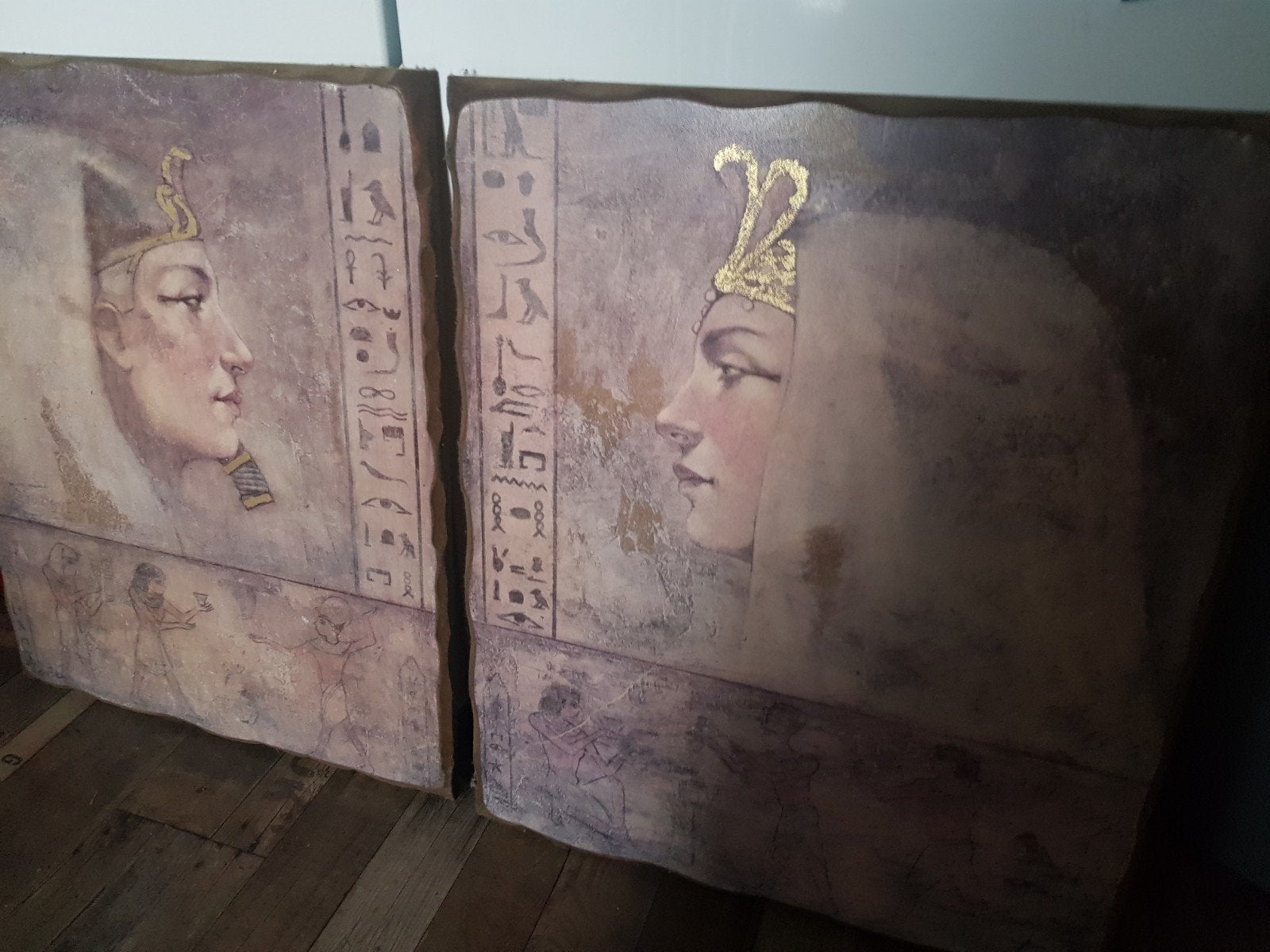Egyptische Farao en Koningin Portretten - Set van 2, Ophalen of Verzenden