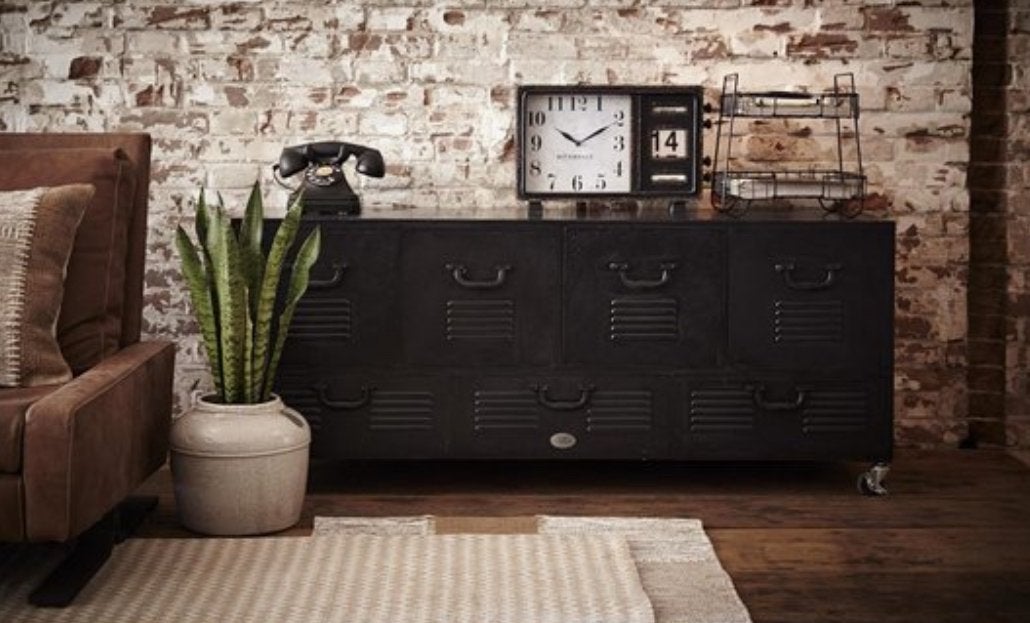 Riverdale zwart metalen dressoir 48x56x132 cm, Ophalen, Gebruikt, 100 tot 150 cm, Metaal