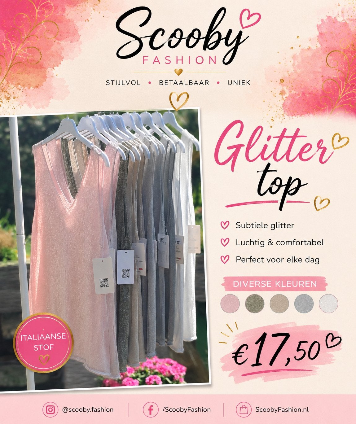 Italiaanse Glitter Top - Diverse Kleuren, Kleding | Dames, Tops, Maat 38/40 (M), Meerkleurig, Nieuw, Ophalen of Verzenden