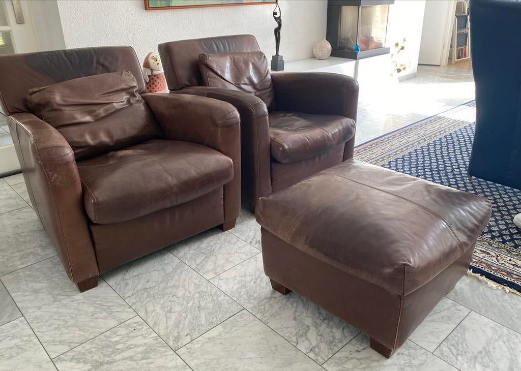 Linteloo Marconi NU GRATIS OPHALEN BEIDE FAUTEUILS!, Ophalen, Gebruikt, Leer, 75 tot 100 cm