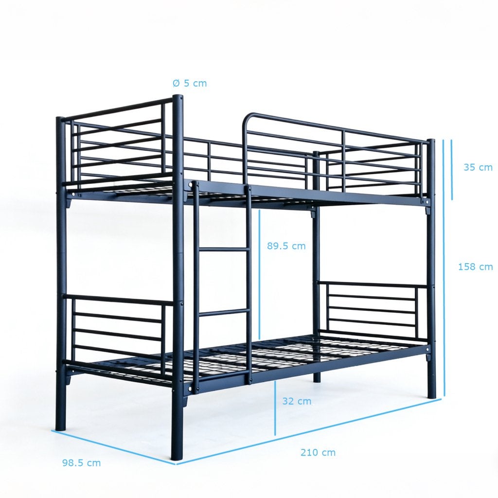 Tibo stapelbed - 90x200 - Zwart, Niet ingevuld, Niet ingevuld, Niet ingevuld