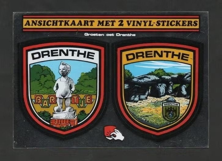 Vinyl Sticker Drenthe Bartje Hunebed Wapen Drenthe., Ophalen of Verzenden, Zo goed als nieuw