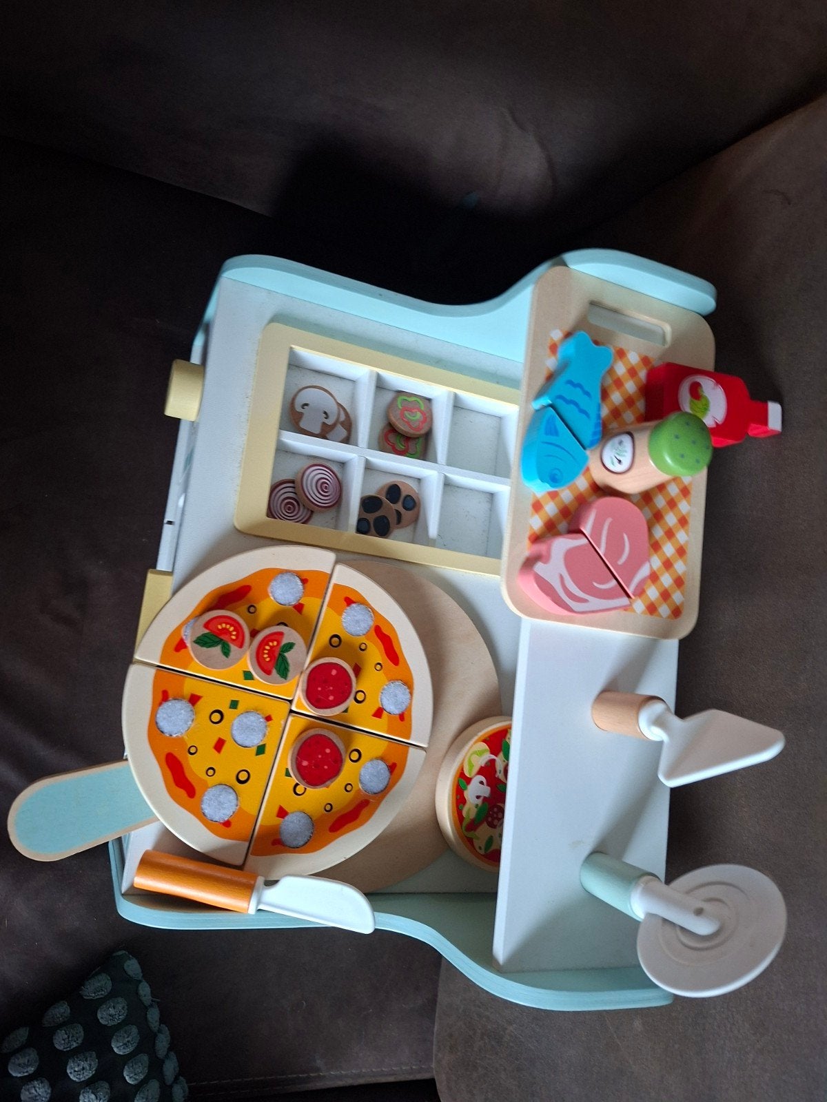 Houten speelkeuken met pizza oven en accessoires, Kinderen en Baby's, Ophalen, Zo goed als nieuw