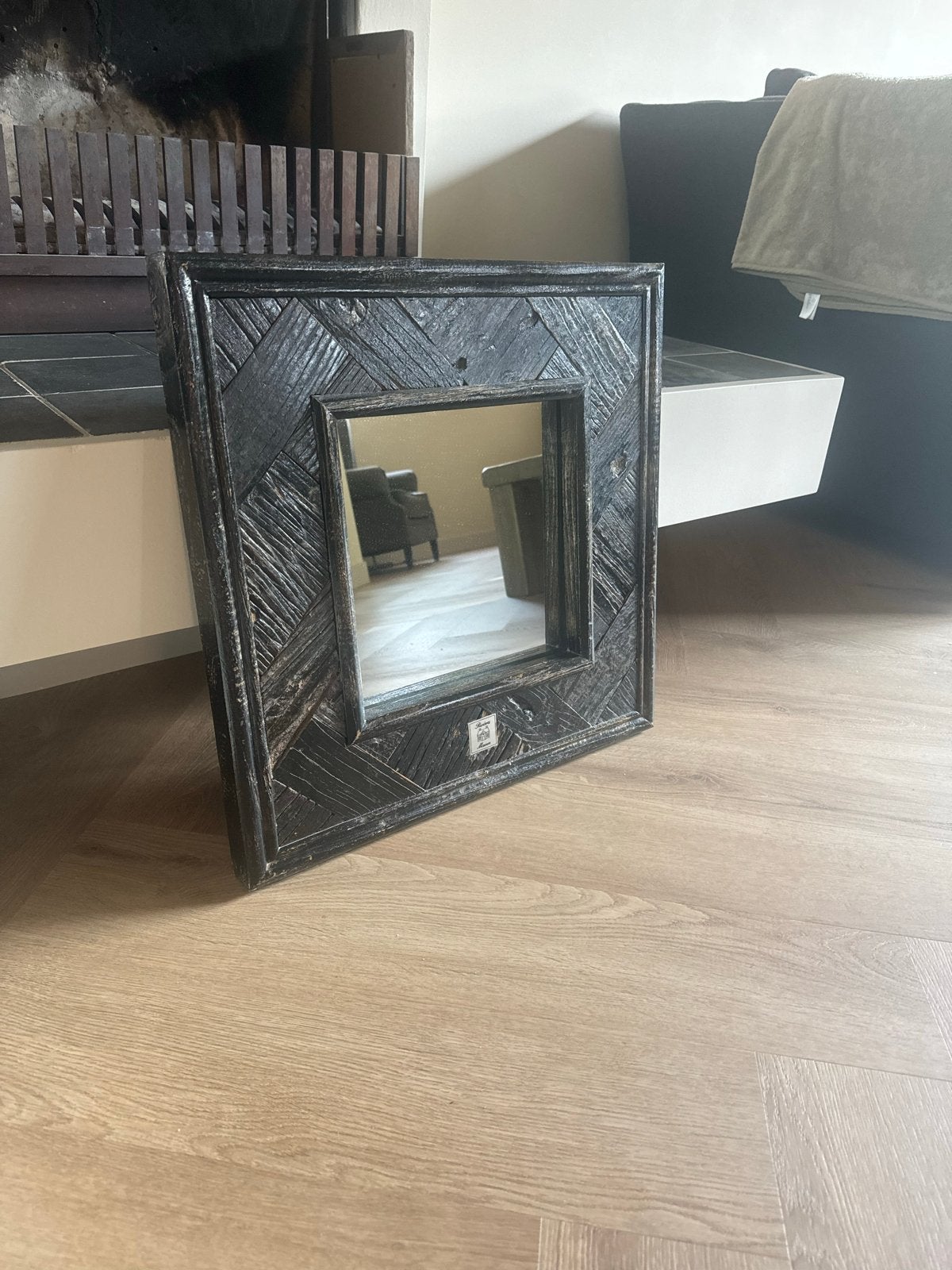 Riviera Maison spiegel 50x50, Huis en Inrichting, Woonaccessoires | Spiegels, Ophalen, Vierkant, Zo goed als nieuw, Minder dan 100 cm