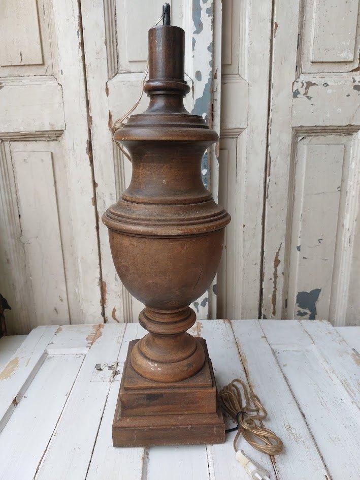 Antieke houten tafellamp, Ophalen of Verzenden