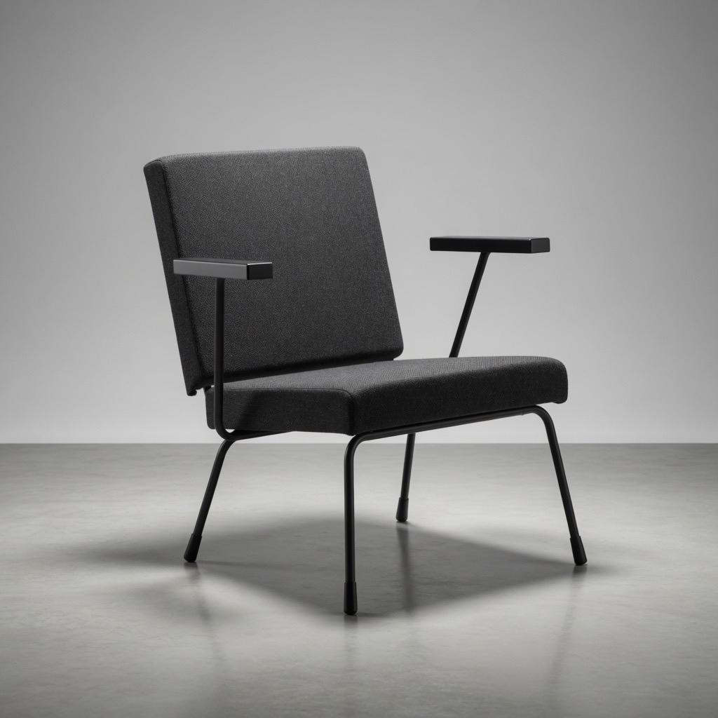 Gispen Model 1401 Fauteuil - Wim Rietveld (1954), Ophalen, Zwart, Zo goed als nieuw, Metaal