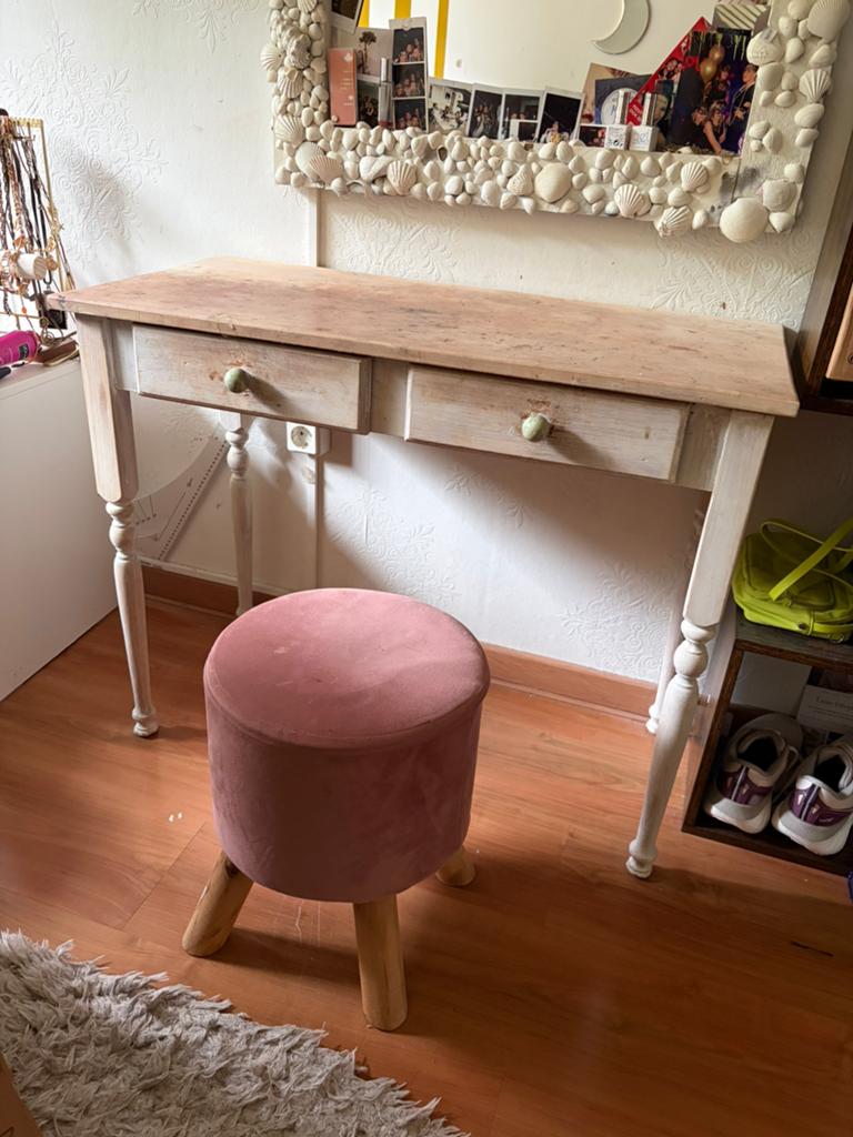 Houten make up tafeltje incl. Kruk, Ophalen of Verzenden, Zo goed als nieuw, 50 tot 100 cm, Minder dan 100 cm