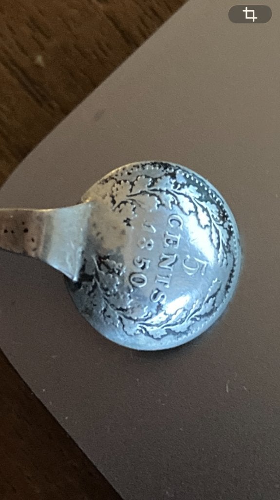 Antieke borrellepeltjes met 5 cent Willem 111 1850&1853, Koning Willem III, Setje, Zilver, Overige waardes