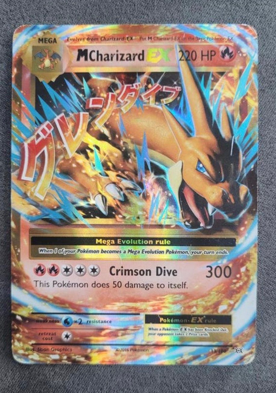 M Charizard EX Pokémon Kaart, Ophalen of Verzenden, Zo goed als nieuw, Losse kaart
