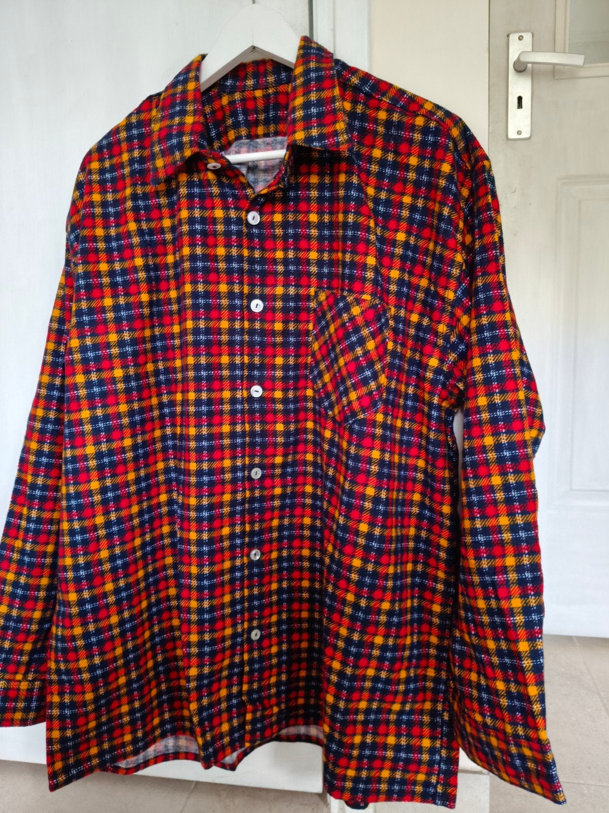 VINTAGE OVERHEMD RETRO ORANGE FLANEL, Ophalen of Verzenden, Huis en Inrichting