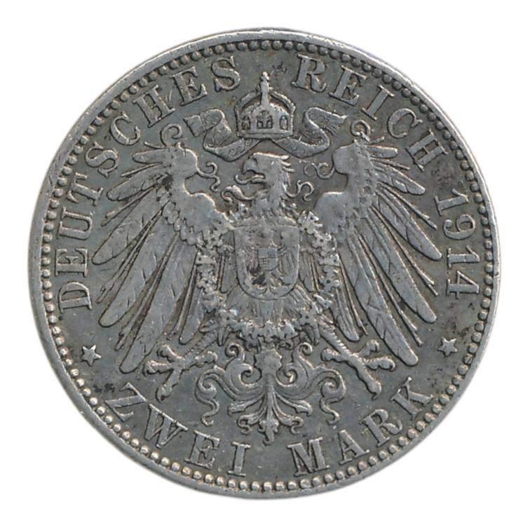 Hamburg/Duitse Rijk 2 Mark 1914-J