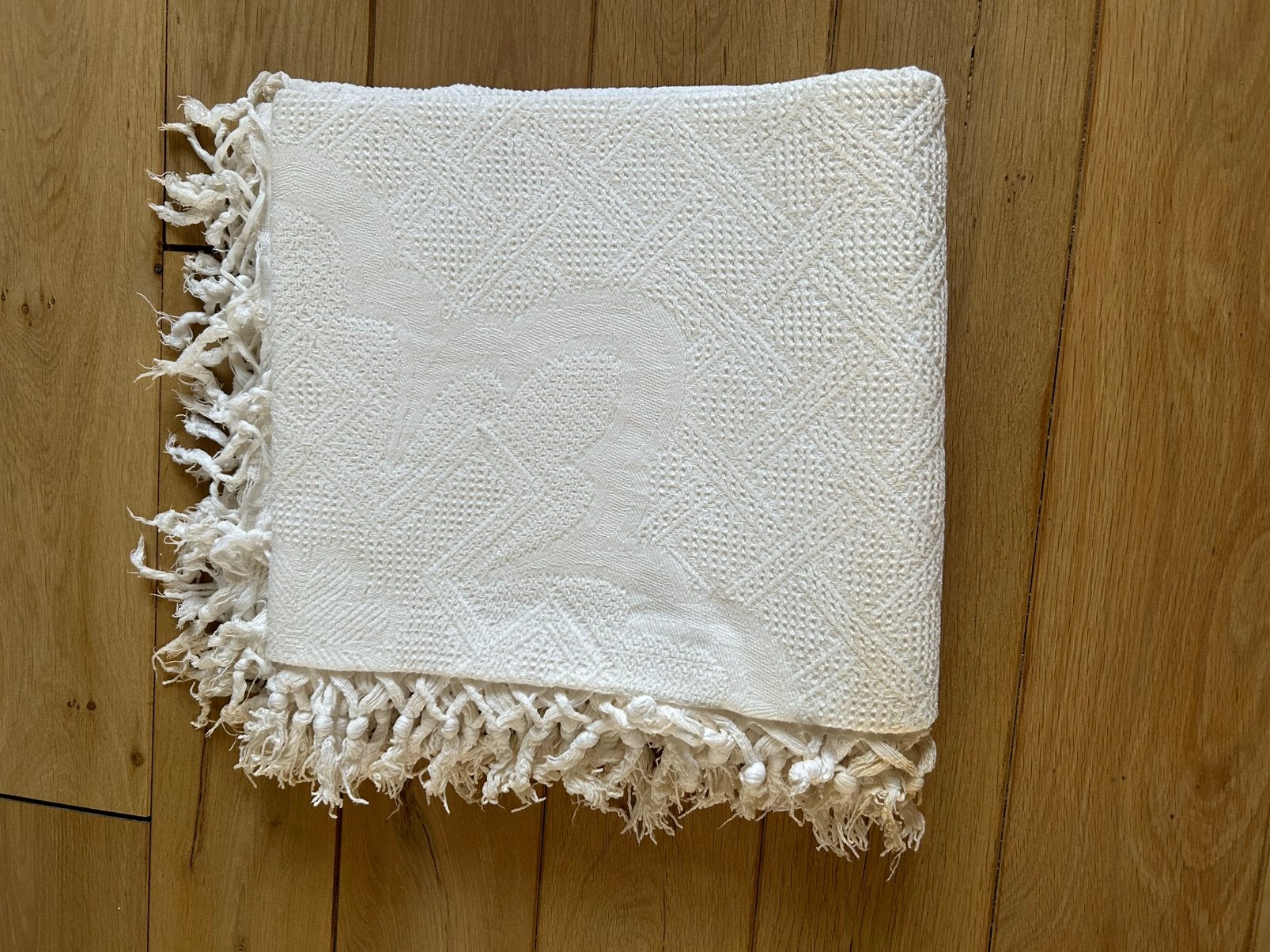 Sprei met wafelpatroon en ingeweven bloemen, Ophalen of Verzenden