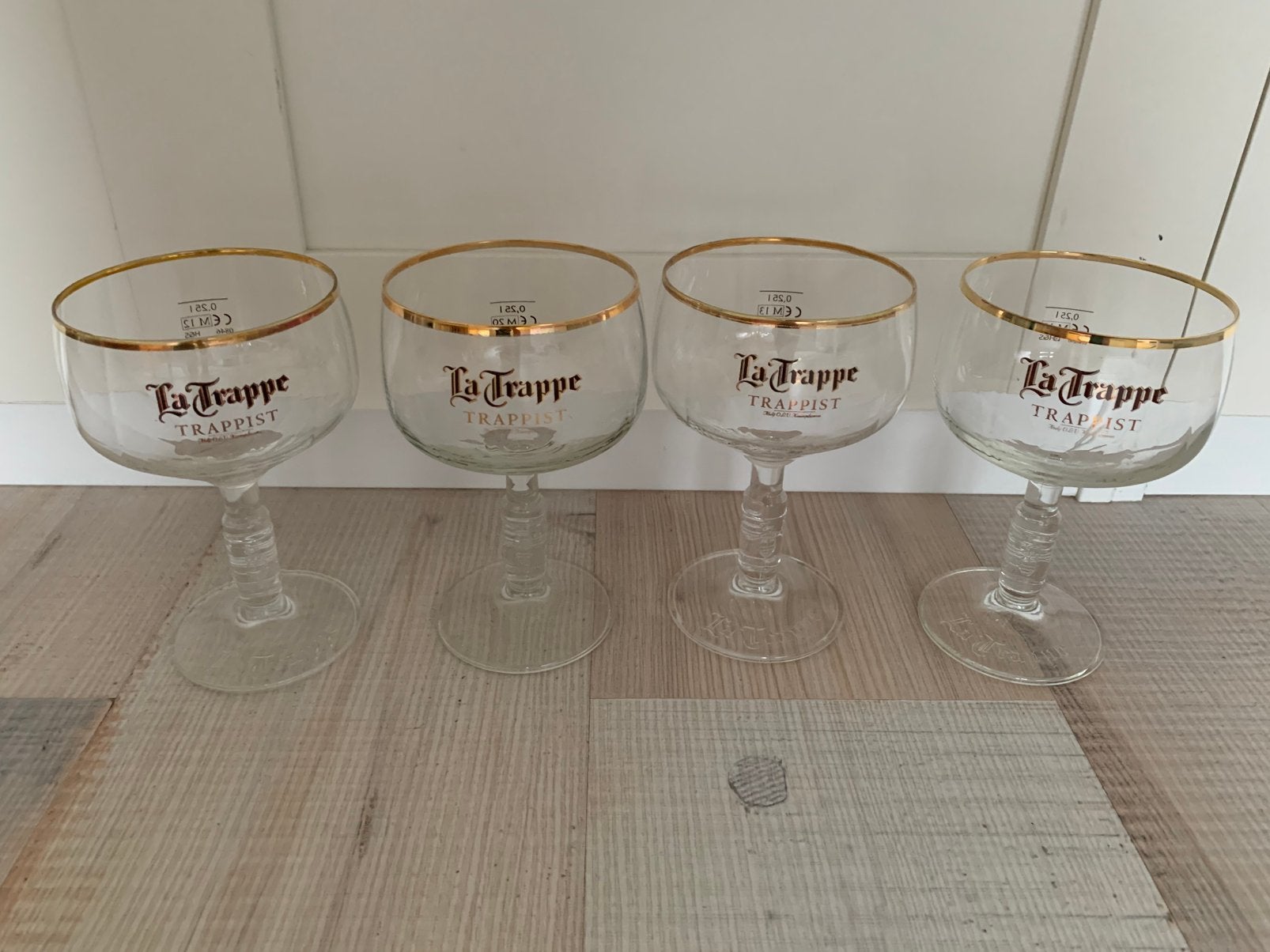 4x La Trappe prior bierglazen, Ophalen of Verzenden, Zo goed als nieuw, Glas of Glazen, La Trappe
