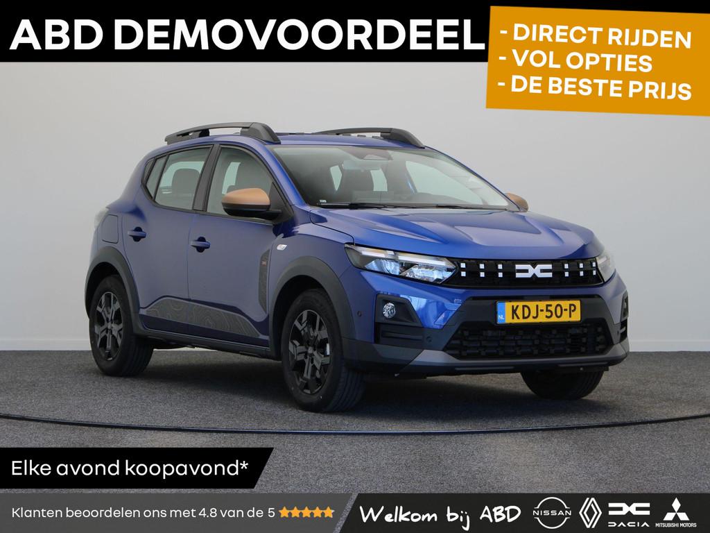 Dacia Sandero Stepway Eco-G 120pk extreme | Schuifdak | 360, Auto's, Stof, Euro 6, 1199 cc, Blauw