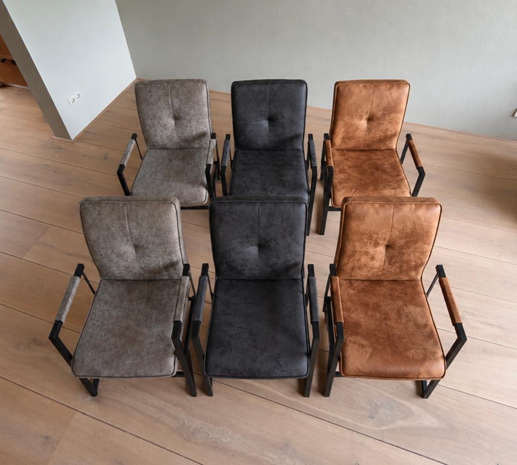 6 Industriële eetkamerstoelen, Huis en Inrichting, Ophalen, Gebruikt, Vijf, Zes of meer stoelen, Industrieel