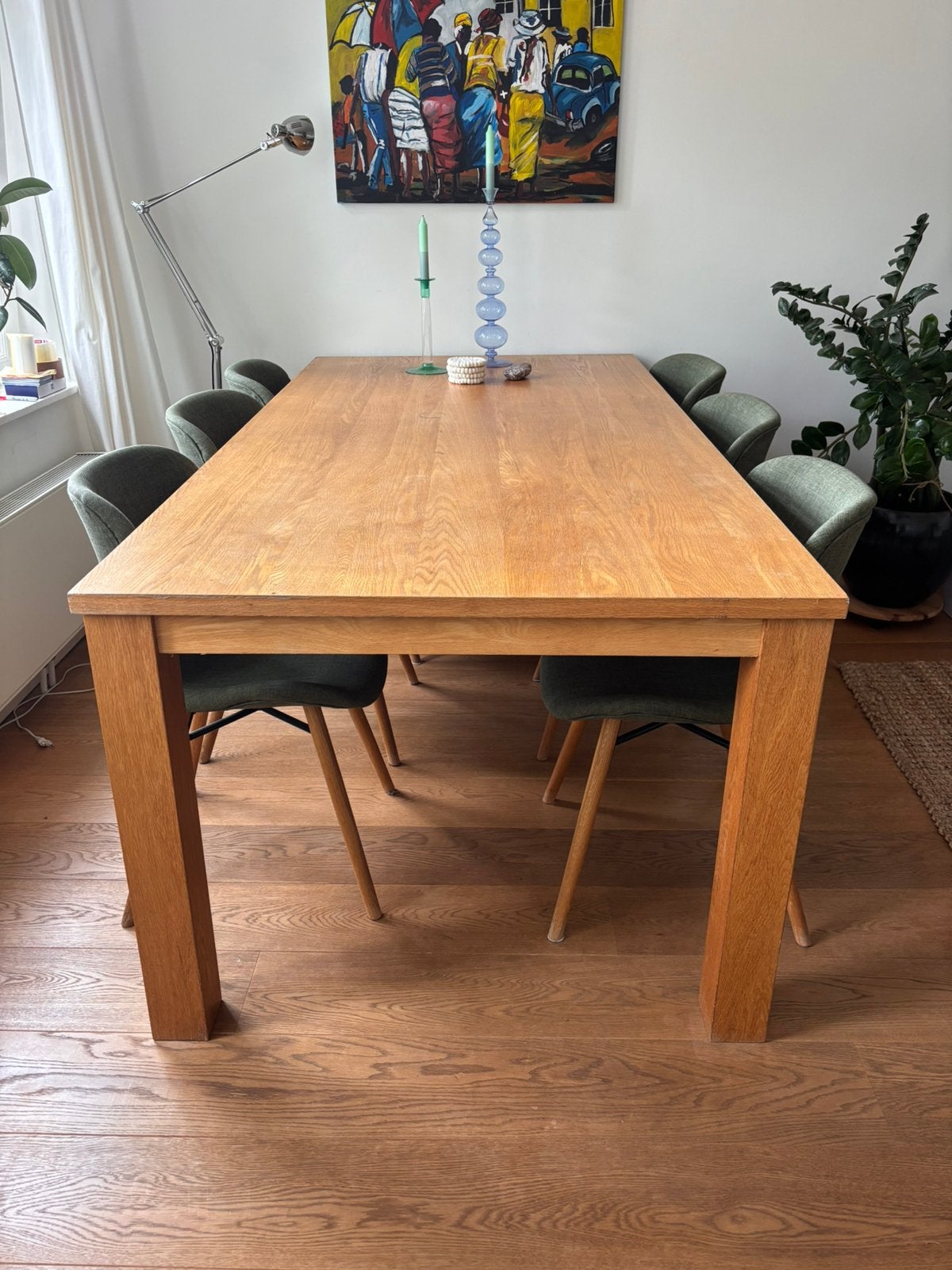Eikenhouten tafel massief, Ophalen, Eikenhout, 200 cm of meer, 50 tot 100 cm