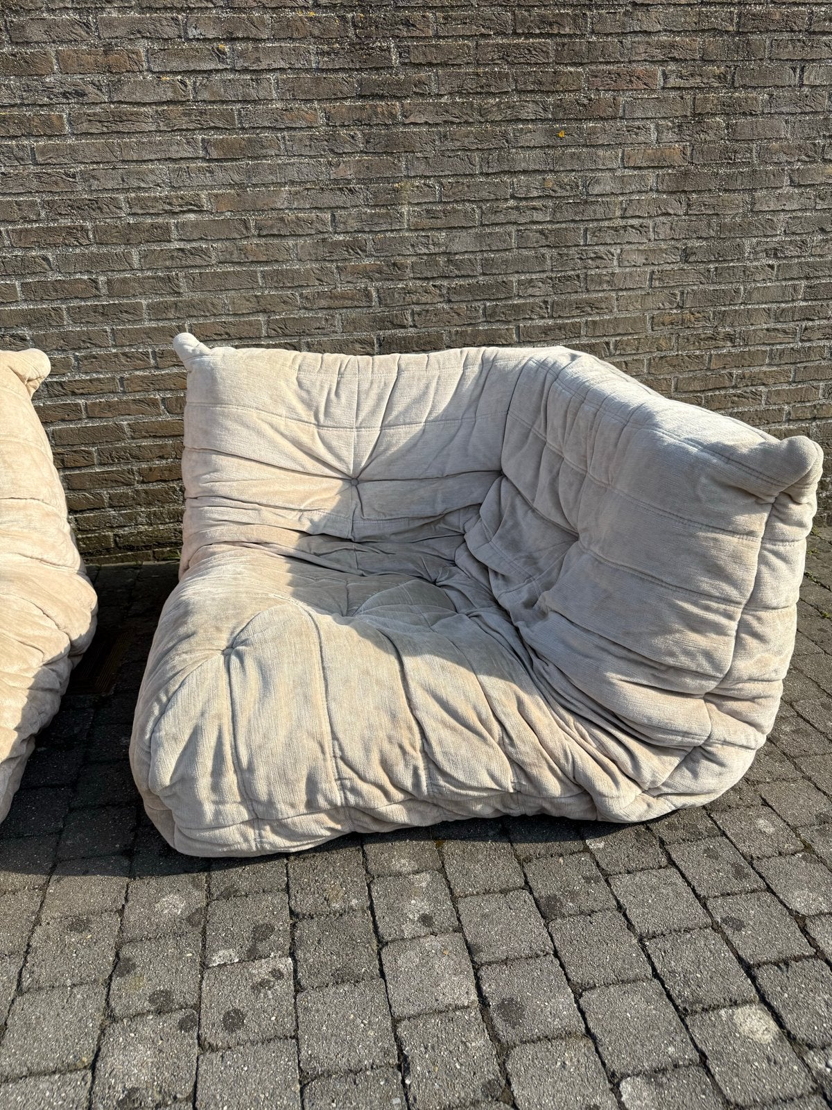 2x Ligne Roset Togo Hoekelement Michel Ducaroy beige, Ophalen, Gebruikt, Stof, 75 tot 100 cm