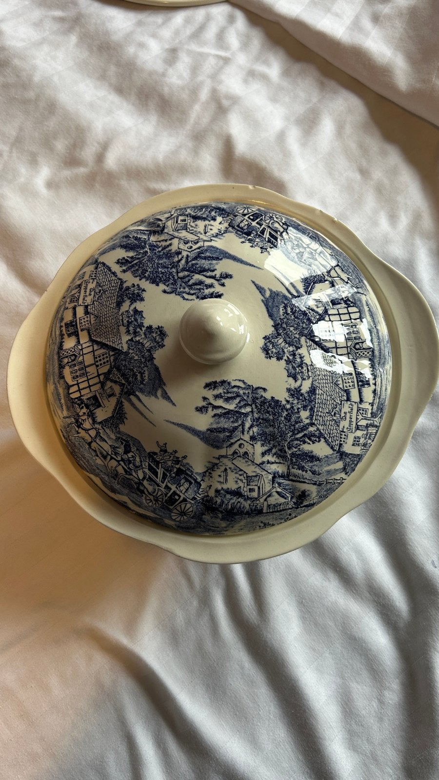 Antieke Engelse Stijl Terrine - Blauw en Wit Decor, Ophalen