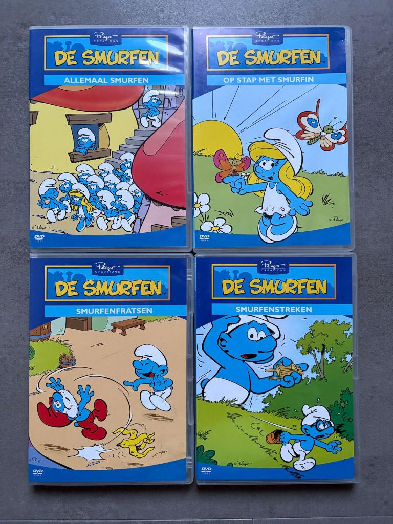 De Smurfen 4x Peyo Dvd: Streken, Fratsen, Allemaal & Op Stap, Cd's en Dvd's, Tekenfilm, Ophalen of Verzenden, Zo goed als nieuw