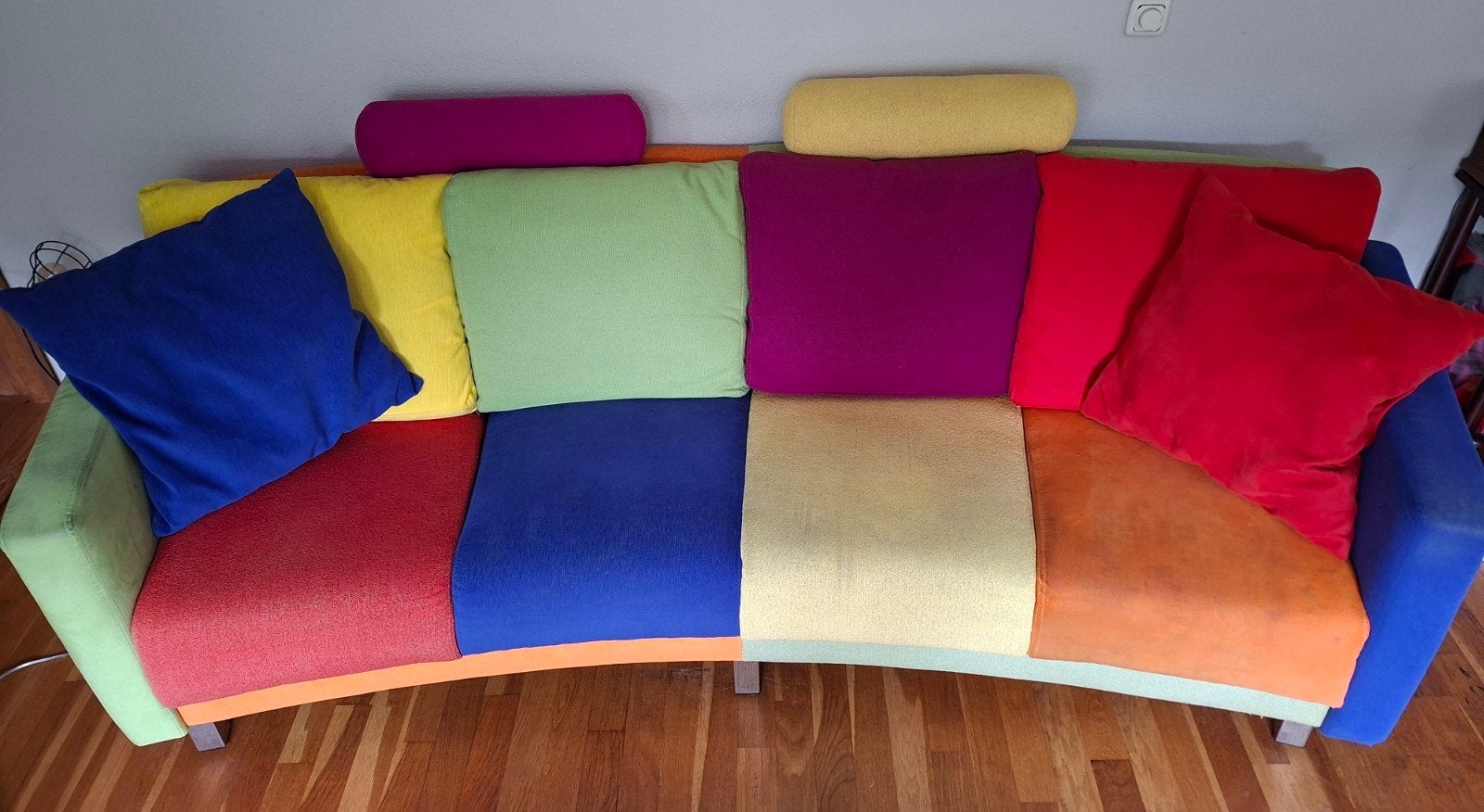 4zits bank, 2.50 lang, halfronde rugleuning, Huis en Inrichting, Ophalen, 75 tot 100 cm, Stof, 200 tot 250 cm