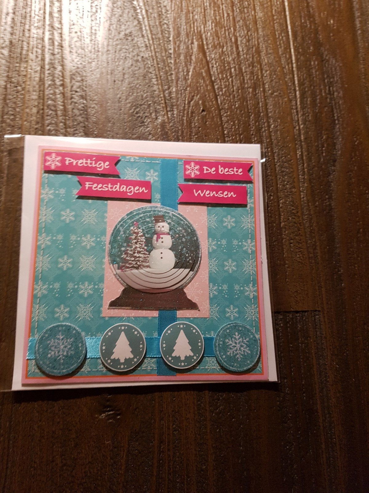Kaartje kerst sneeuwpop en kerstboom, Ophalen of Verzenden, Nieuw, Kerst