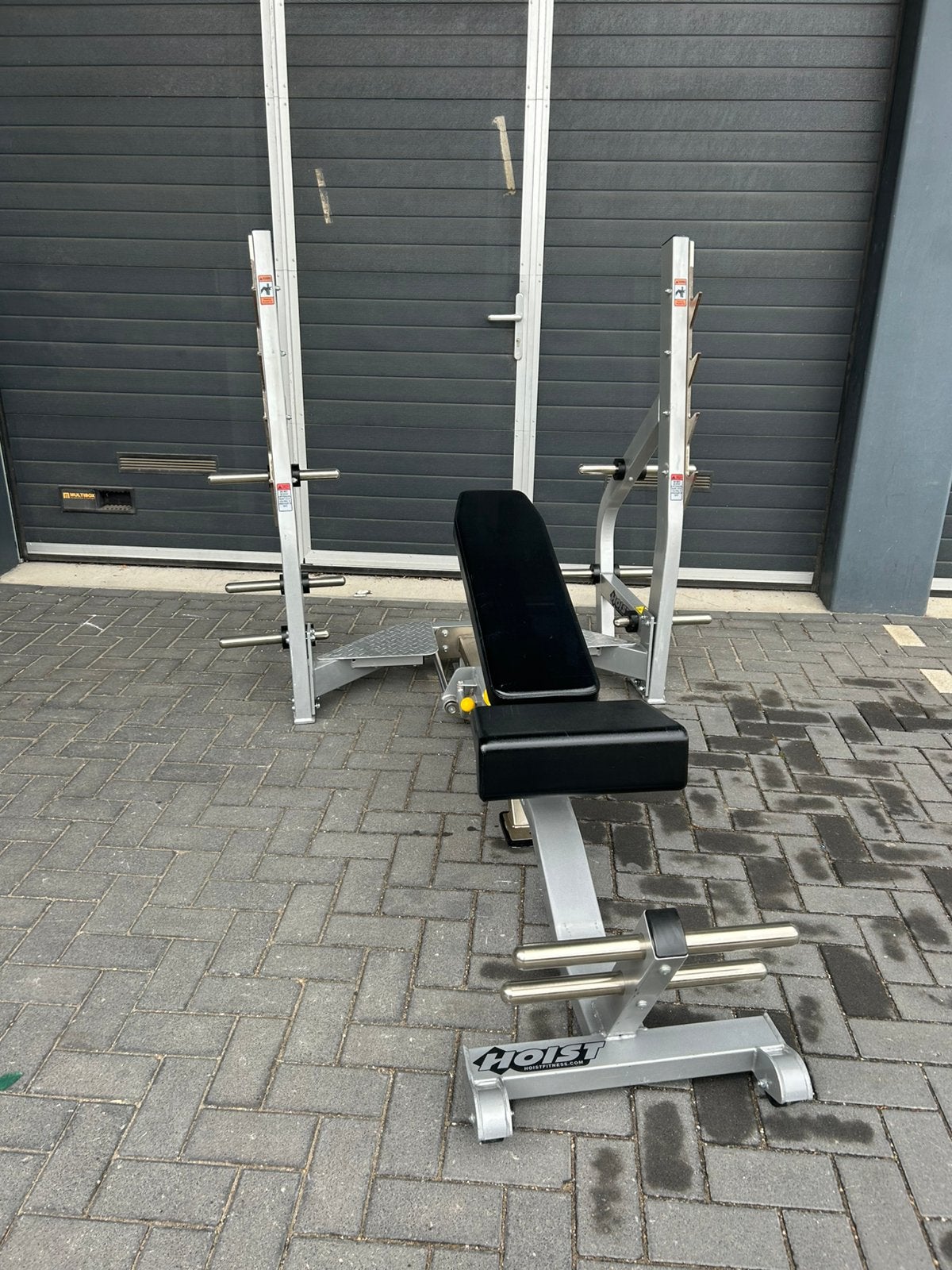 Hoist 3 way olympic bench bankdrukken flat incline decline, Sport en Fitness, Ophalen, Zo goed als nieuw, Fitnessbank