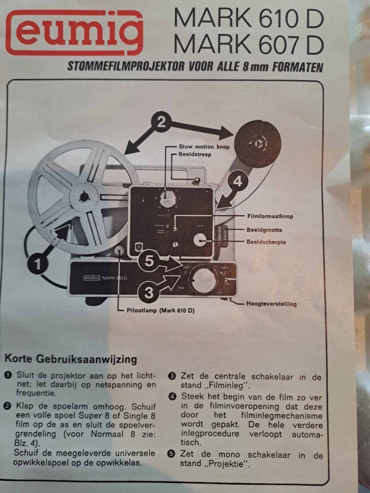 Eumig Mark 610 D / Mark 607 D Stomme Filmprojector, Ophalen, 8mm film