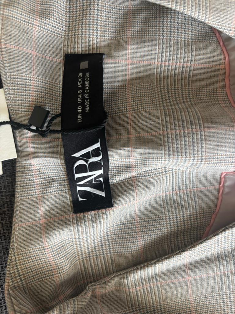 Zara Jasje - Geruit met Roze Accent, Verzenden, Zo goed als nieuw, Jasje, Maat 36 (S)