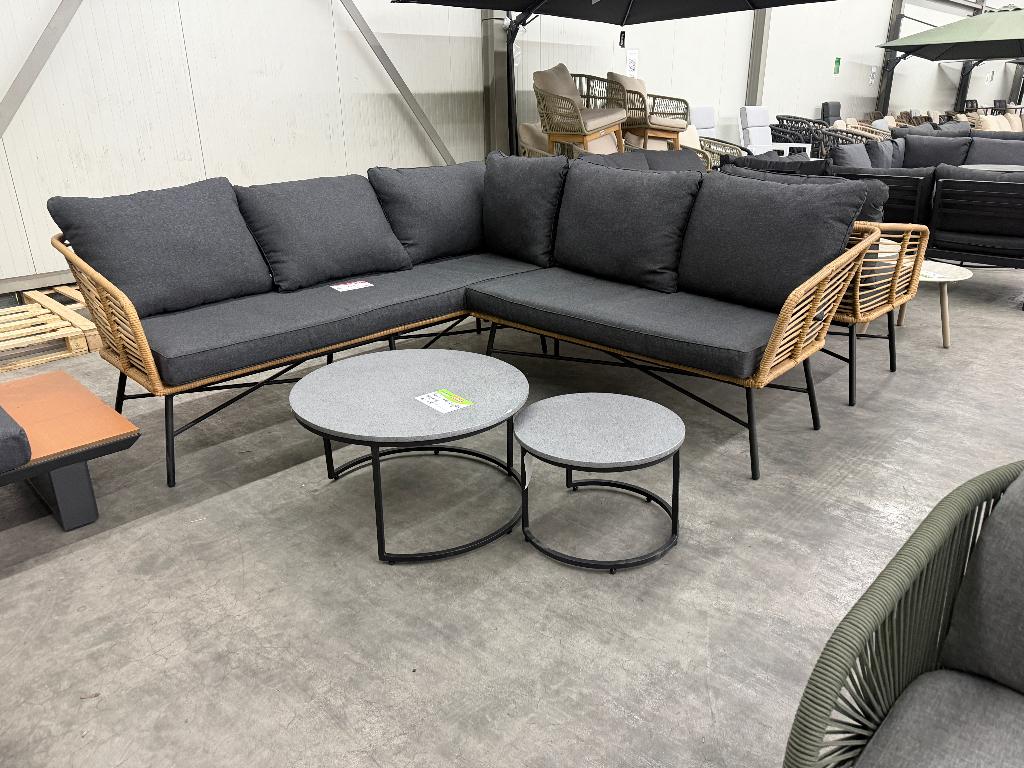 Flow/Aurora hoek loungeset | bamboo antraciet | 210x210cm, Ophalen, 5 zitplaatsen, Gebruikt, Aston Martinlaan 36
