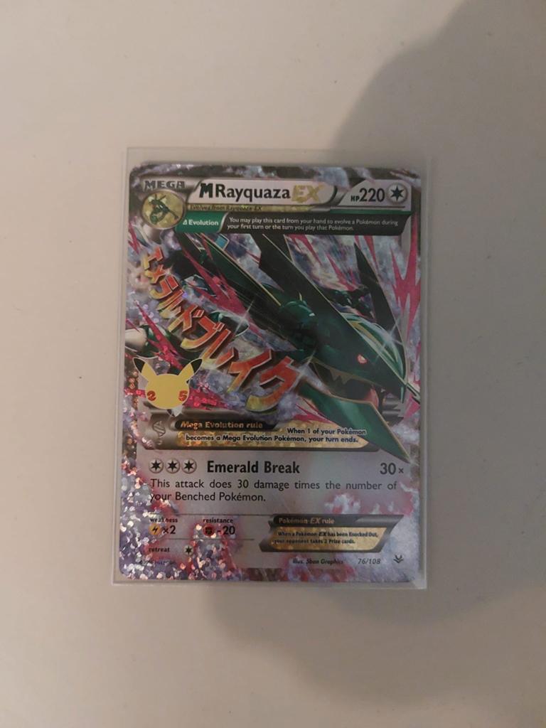 Mega M Rayquaza EX Pokémon kaart - Zo goed als nieuw, Ophalen of Verzenden, Zo goed als nieuw, Losse kaart