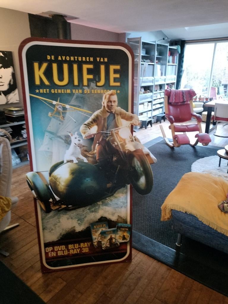Kuifje reclame bord 3 dimensionaal, Ophalen, Kuifje, Gebruikt, Plaatje, Poster of Sticker